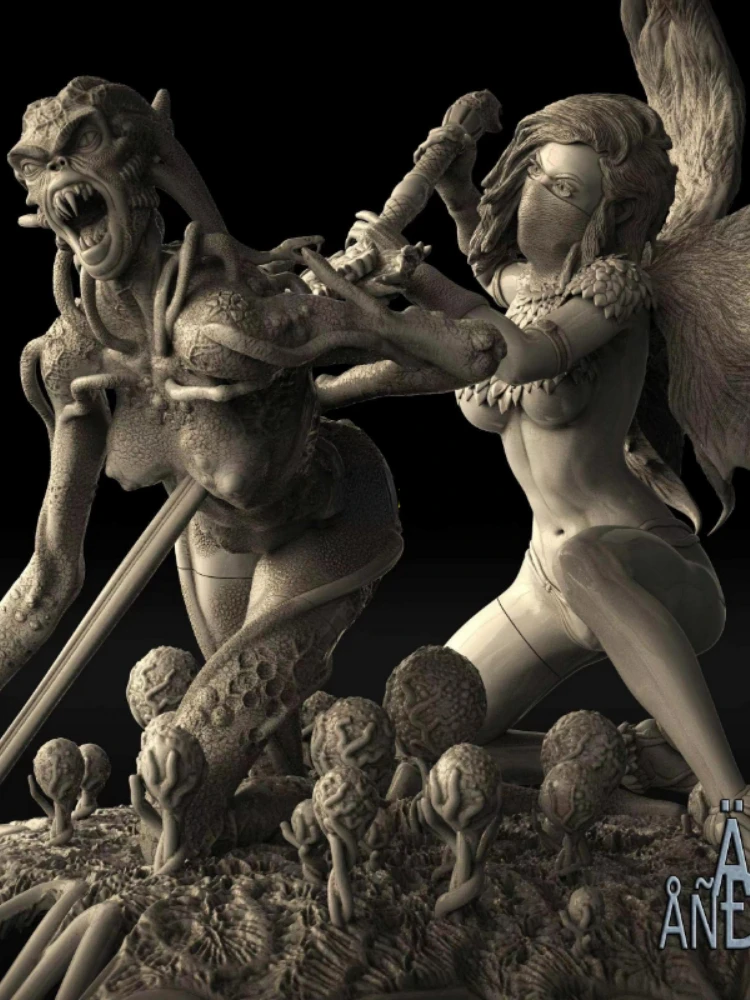 

1/24 Scale Resin Figure Model Kit Angels kill monsters Unassembled and Unpainted 3D printing DIY toy 246