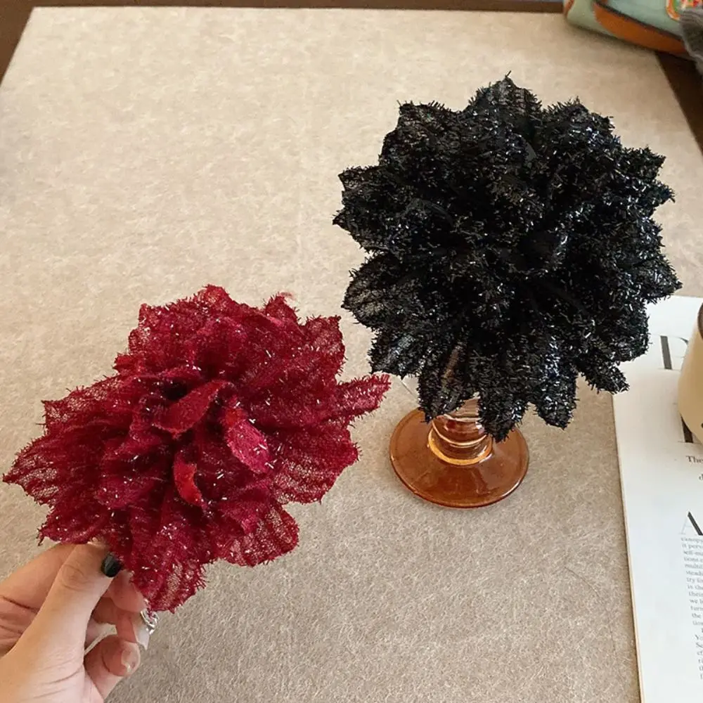 أنيقة الشاش زهرة مشبك شعر 11/13 سنتيمتر مزدوجة الوجهين النساء القرش كليب مجسمة أغطية الرأس إكسسوارات الشعر