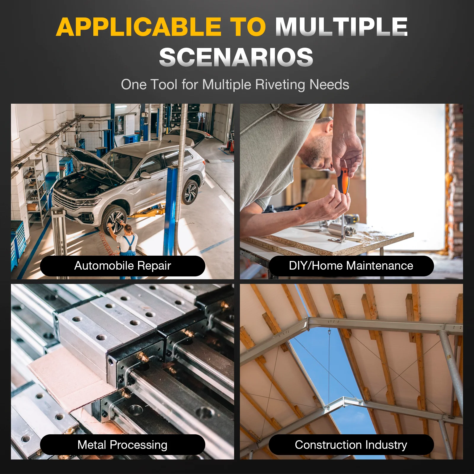 3.2MM/4.0MM/4.8MM ブラシレス電動リベットガン、コードレス家庭用リベットツール、省力挿入自動リベットナットツール、LEDライト付き、Dewalt 20Vバッテリー用(バッテリーなし)