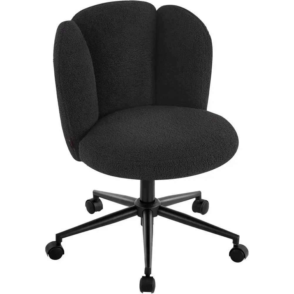 

ArmlDesk Chair, Upholstered Vanity Chair with Back, Comortable Boucle Task Chair or Bedroom, Dring Room, Home Oice, Black