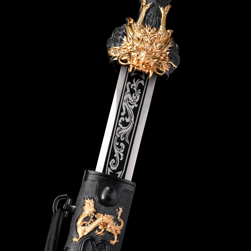 Functional Medieval Golden Dragon King Sword High Manganese Steel Blade Real Full Tang Sharp Samurai Swords Ready Battle Katanas