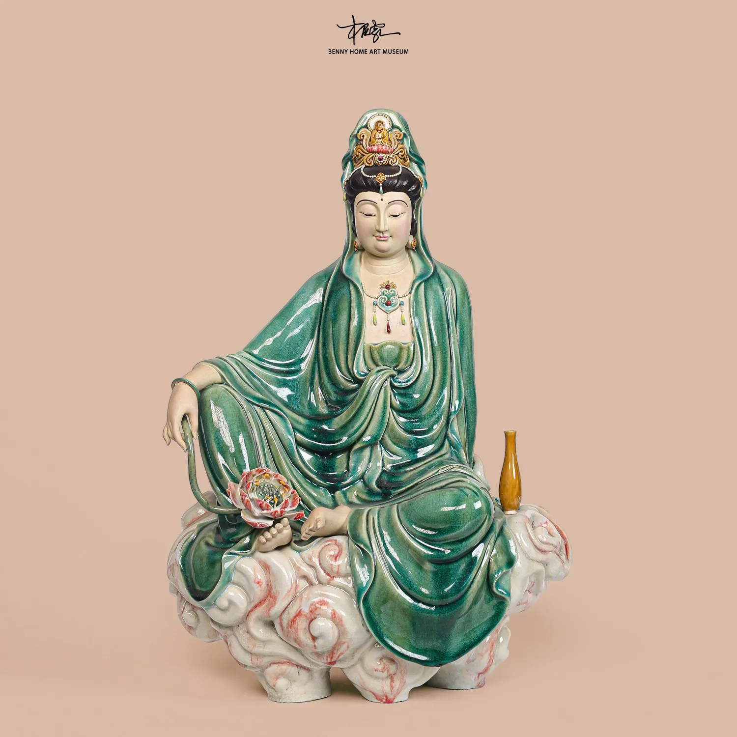 

2025ZW9 Китайский дзен Бесплатная Гуаньинь Бодхисаттва ручной работы керамический орнамент для дома и крыльца