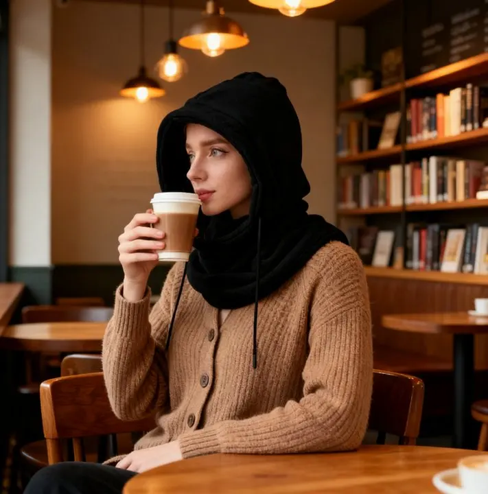 غطاء محبوك بالاكلافا الشتوي للجنسين - قناع مقاوم للرياح مع رباط، قبعة محبوكة دافئة لركوب الدراجات النارية للطقس البارد #4