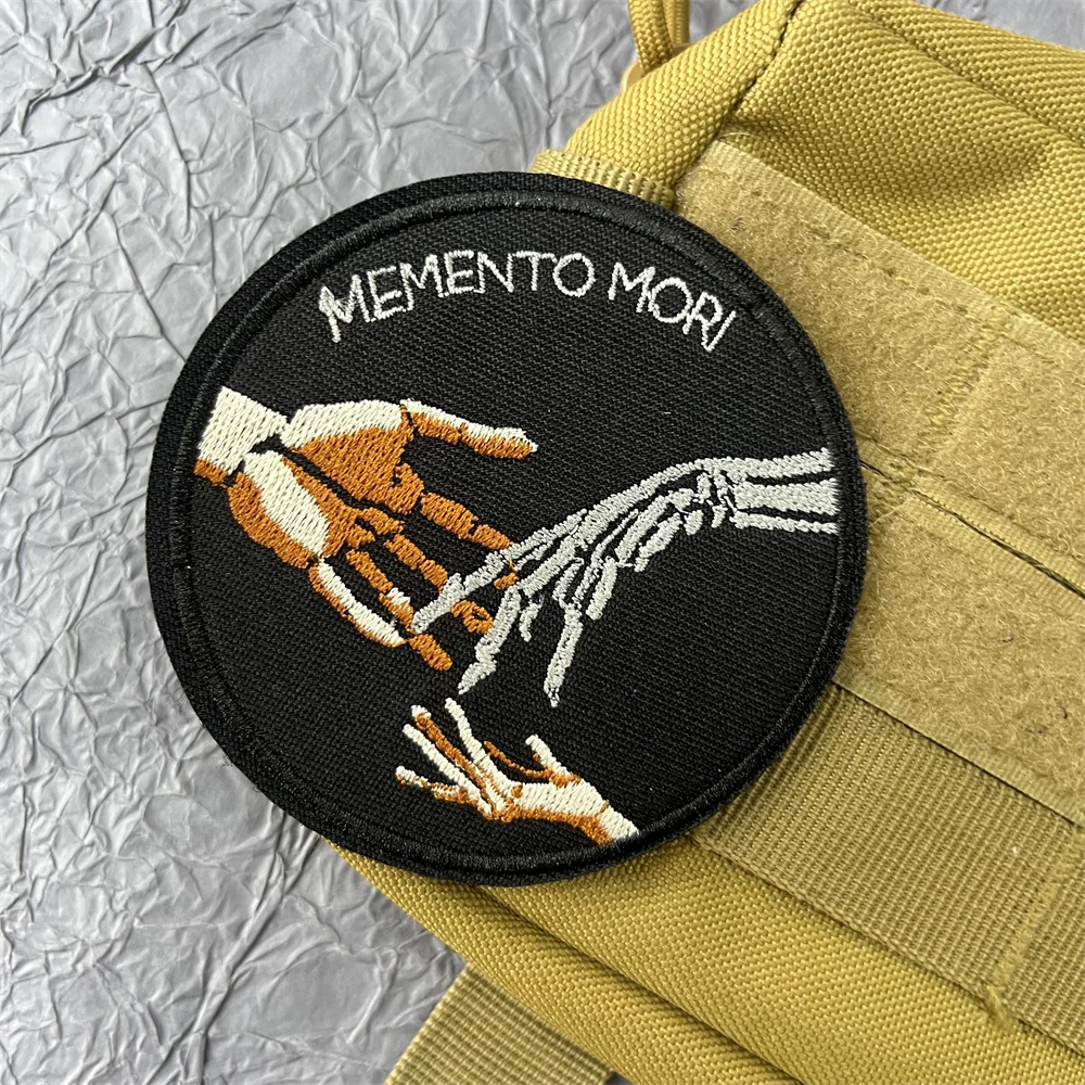 Memento Mori Embroidery Patch Stickers for Clothes Hook and Loop Patches Backpack Appliques Tactical Gear