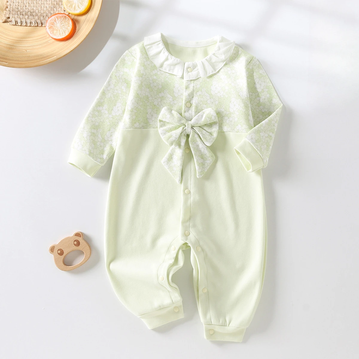 Baby Romper Girl Cute Bow Tie Long Sleeve Bodysuits & One-pieces 100% Cotton Bodysuit for Four Seasons Bebe Outfits