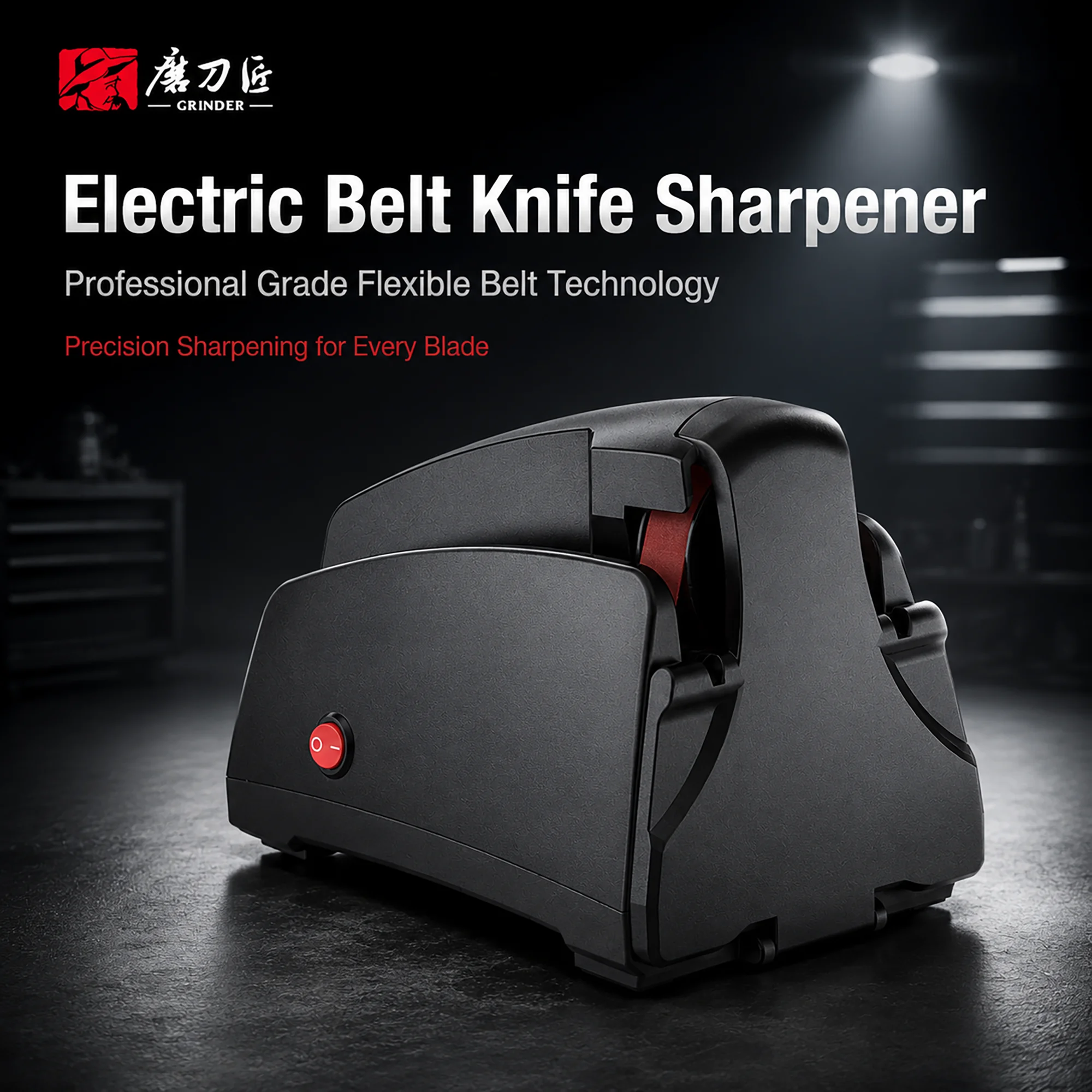 Electric Belt Knife Sharpener for Home, 120# 320# 600# 1000# Grit, Fast Sharpening & Polishing