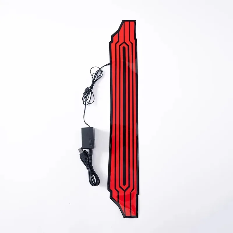 Aksesoris Cosplay Karakter Utama Samurai Game Punk Style 2077, Strip Lampu LED Biru dan Merah untuk Kerah Jaket