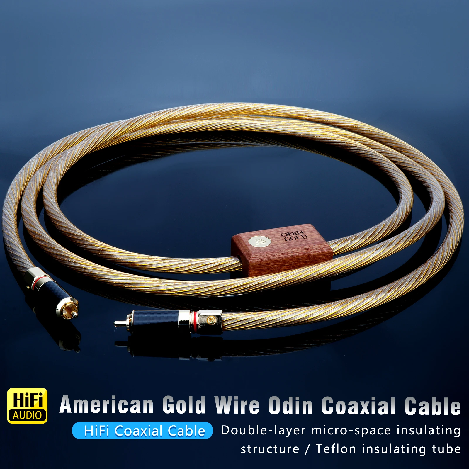 

HIFI Odin RCA Coaxial Cable 8N OCC Silver Plated 75Ω Coaxial SPDIF RCA Cable for Subwoofer Amplifier Self locked gold RCA Plug