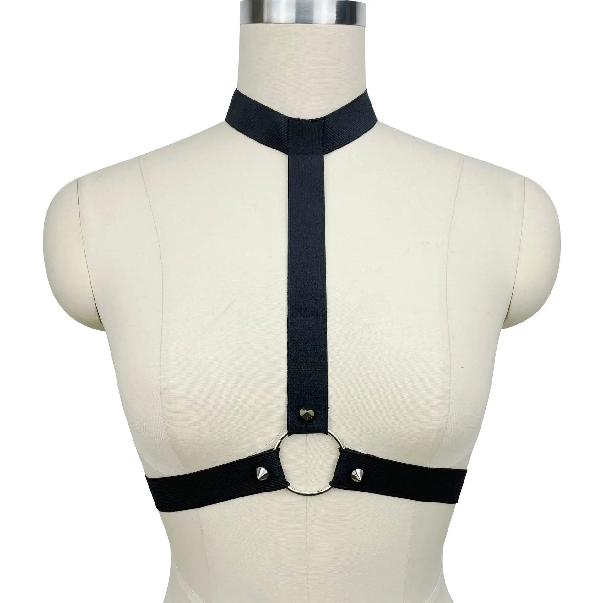 تسخير حزام القطب الرقص الوثن المحاصيل الأعلى قفص الصدرية القوطي الأسود الجسم تسخير المرأة مثير الملابس الداخلية مطاطا عبودية قابل للتعديل