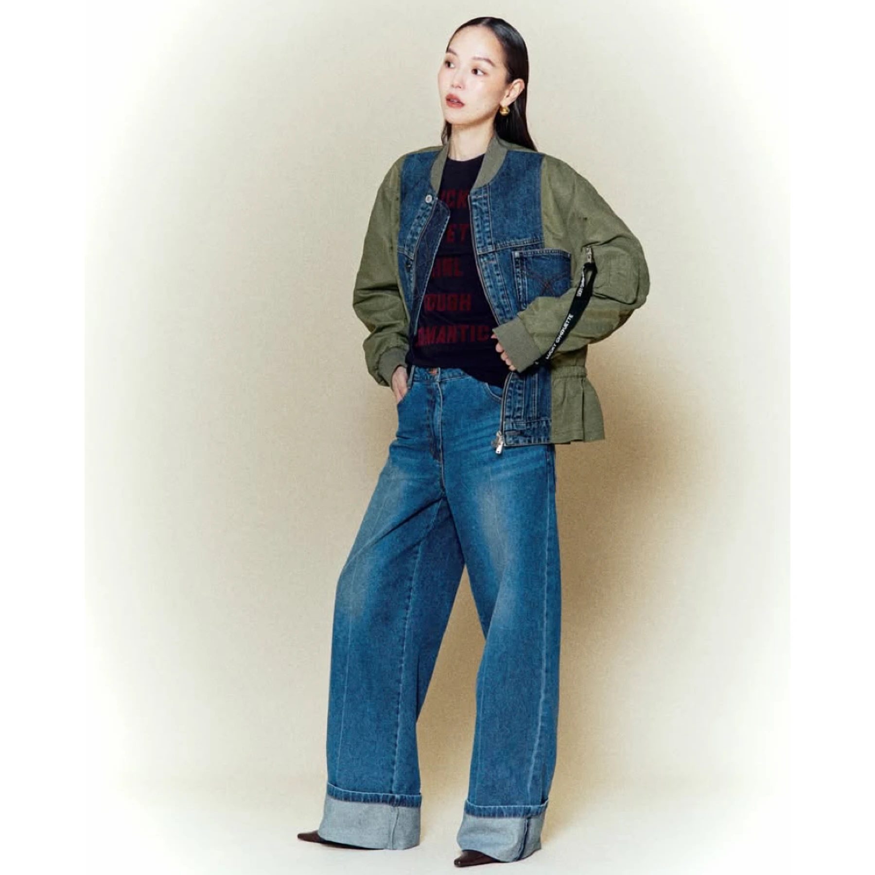 Cotton Wide Leg Jeans High Waist Zipper Closure Comfortable Breathable Casual Commute Friendly Lemon Cheese LUC26 Autumn