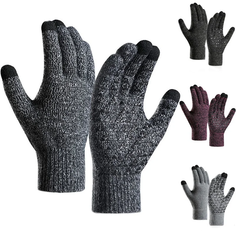 USB Electric Heating Motorcycle Gloves Winter Touch Screen Knit Gloves Warm Non-slip Thickened Outdoor Riding Windproof Gloves