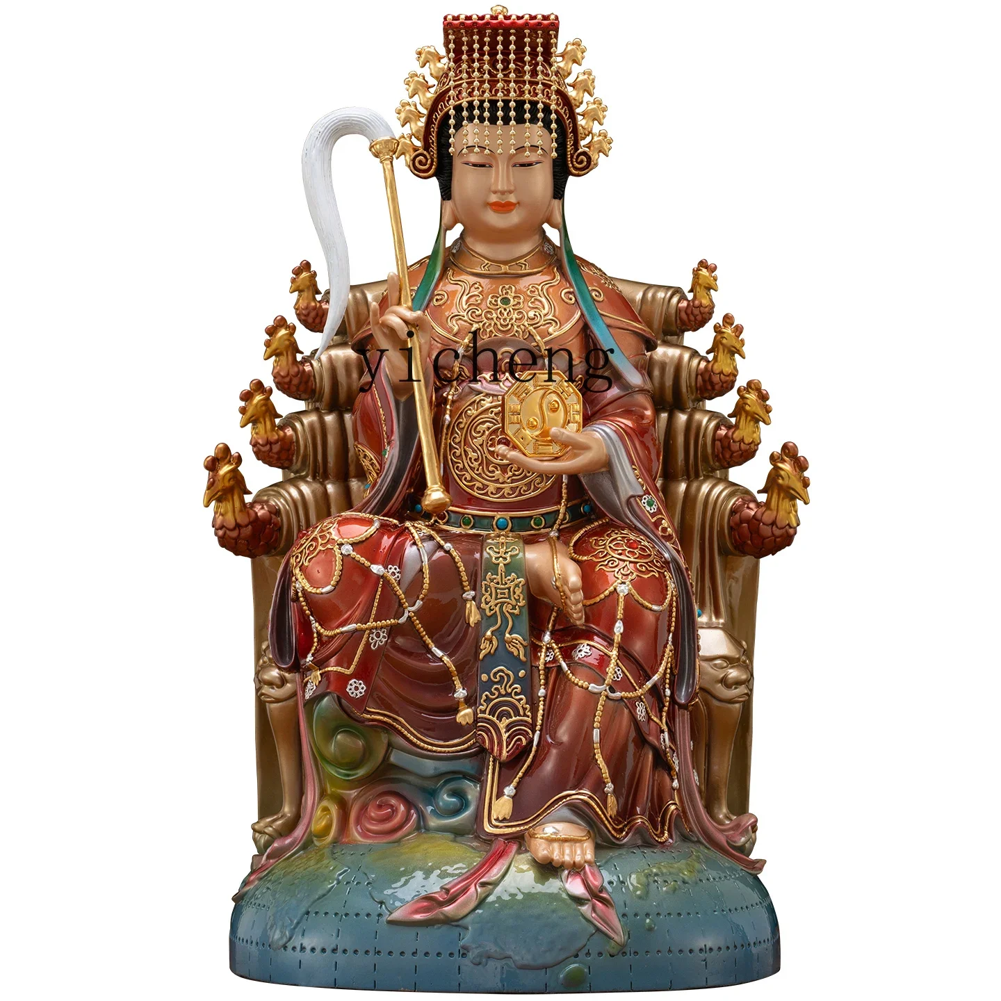 L7-14 pure copper mother goddess statue Houtu goddess household Taoist temple offering ornament