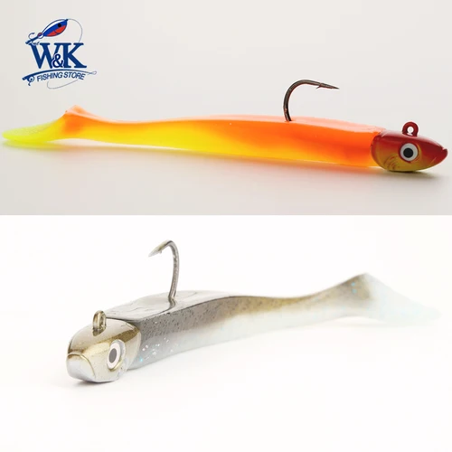 Imagen 2 del producto Señuelo de pesca costera, sábalo de Anguila de 4 ""para pesca de Lucio y caña de mar, anzuelo de anzuelo de 15g 2 0, protector de señuelo para Ka