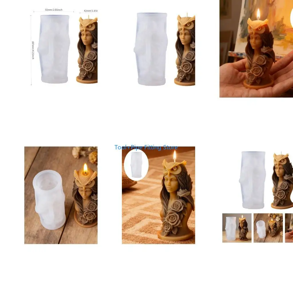 F92B Safe Silicone Mould Featuring Owl Girl for Projects and Home Accent