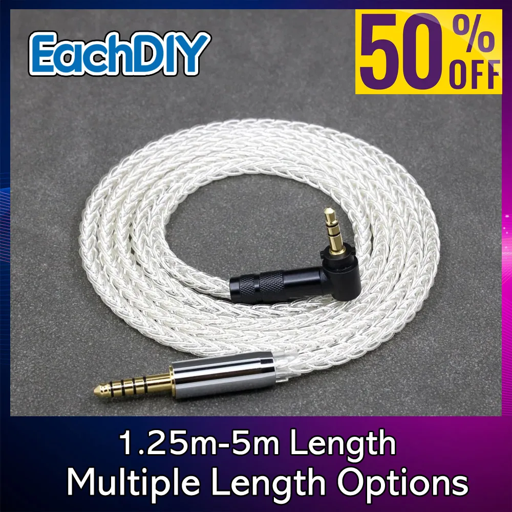 

8-жильный кабель для наушников из чистого серебра 7n (99%), палладиевый, для Fostex T50RP Mk3, T40RP Mk2, T20RP Mk2, Dekoni Audio 8497