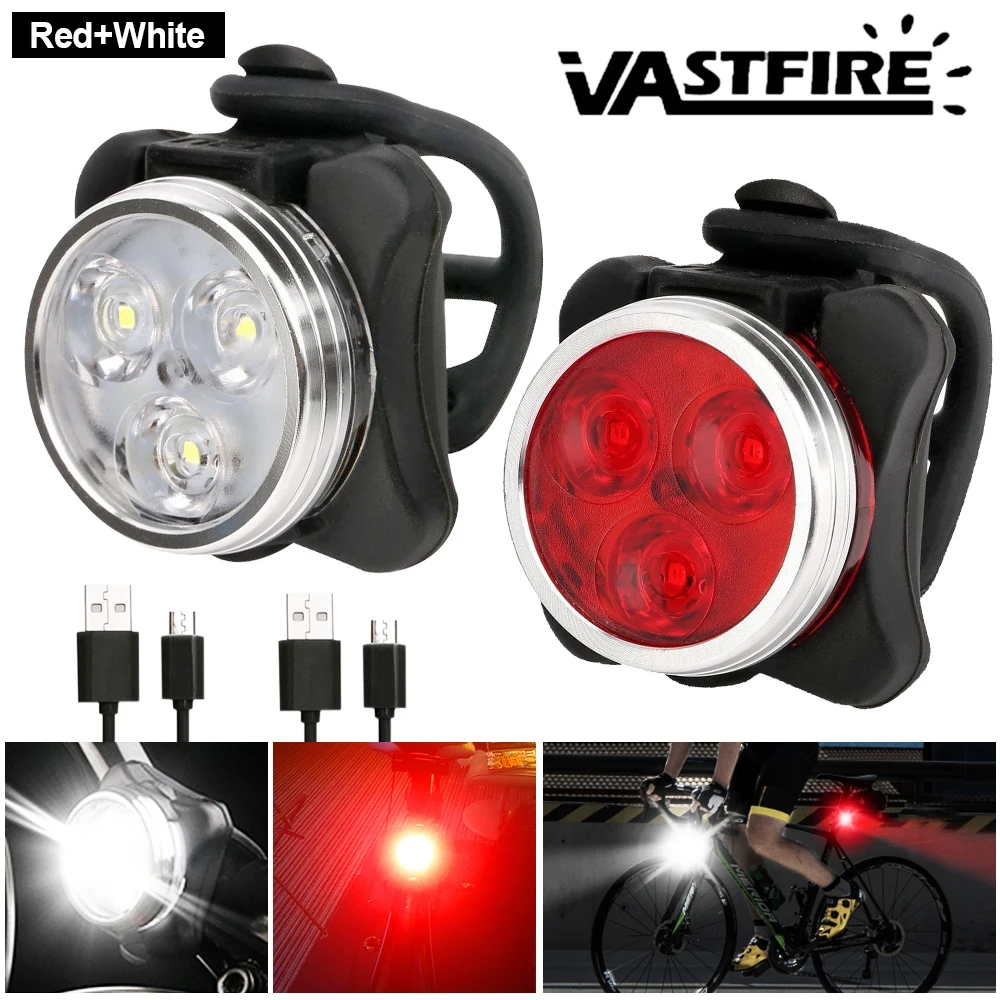 Cycling Taillight Headlight 3LED Bicycle Lights Bike Safety Warning Light LED USB Rechargeable Night Bicycle Warning Light Set