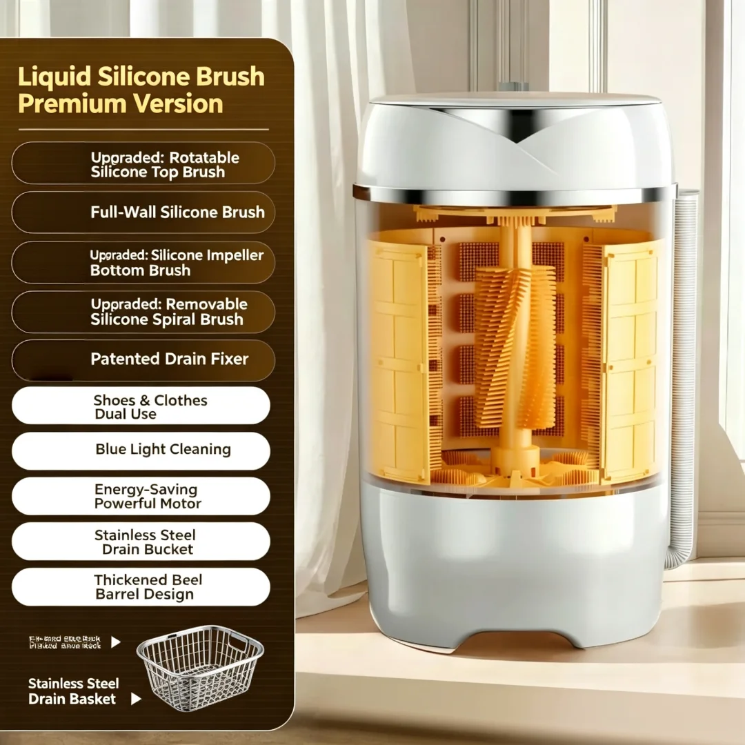 New Full‑Wall Brush Shoe Washing Machine, Household Mini Semi‑Automatic Wash‑Spin‑Dry All‑in‑One Shoe & Laundry Gadget