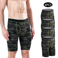 4pcs Long Men's Panties Open front Boxer for men Underwear Trunk Cotton long leg Underpants male boxershorts High Quality Shorts