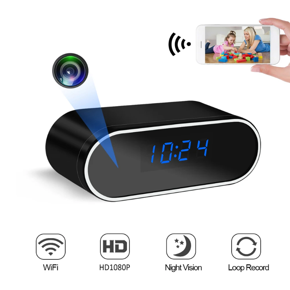 Mini Camera Clock Full HD 1080P Wifi Wireless IR Night Vision View DVR Camcorder Home Surveillance Monitor Video Recorder