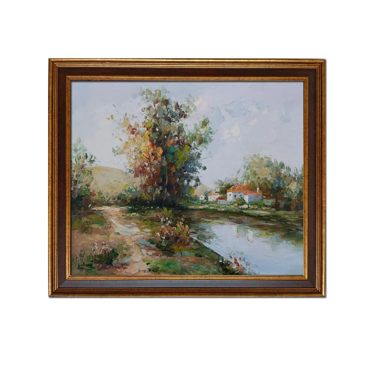 

Golden Framed-Hand Painted Oil Painting Reproduction on Canvas IMPRESSIONISM Landscape Wall Art Home Decor