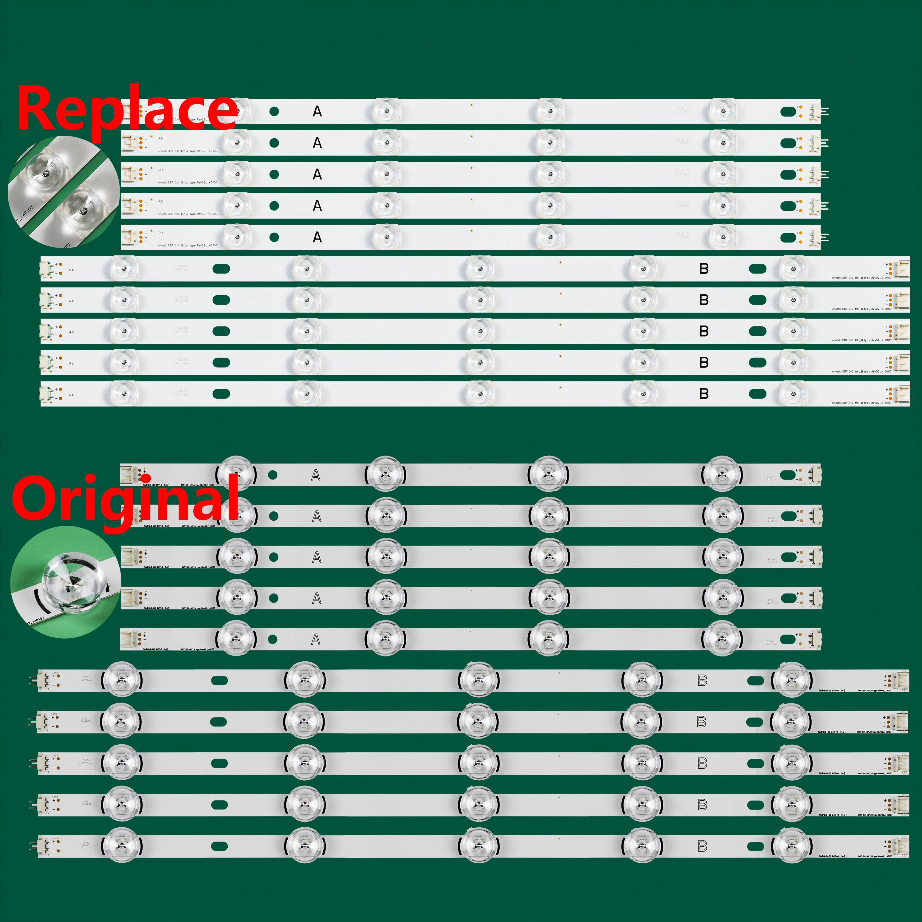 شريط LED 9 المصابيح لـ Innotek DRT 3.0 49 "_A B 49LB5500 49LB550V 49LB552V 49LB561B 49LB570B 49LB580V 49LB582V 49LF5800 49LY320C