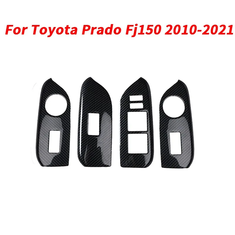 

For Toyota Prado Fj150 2010-2021 Carbon Fiber Door Window Switch Panel Cover 4X