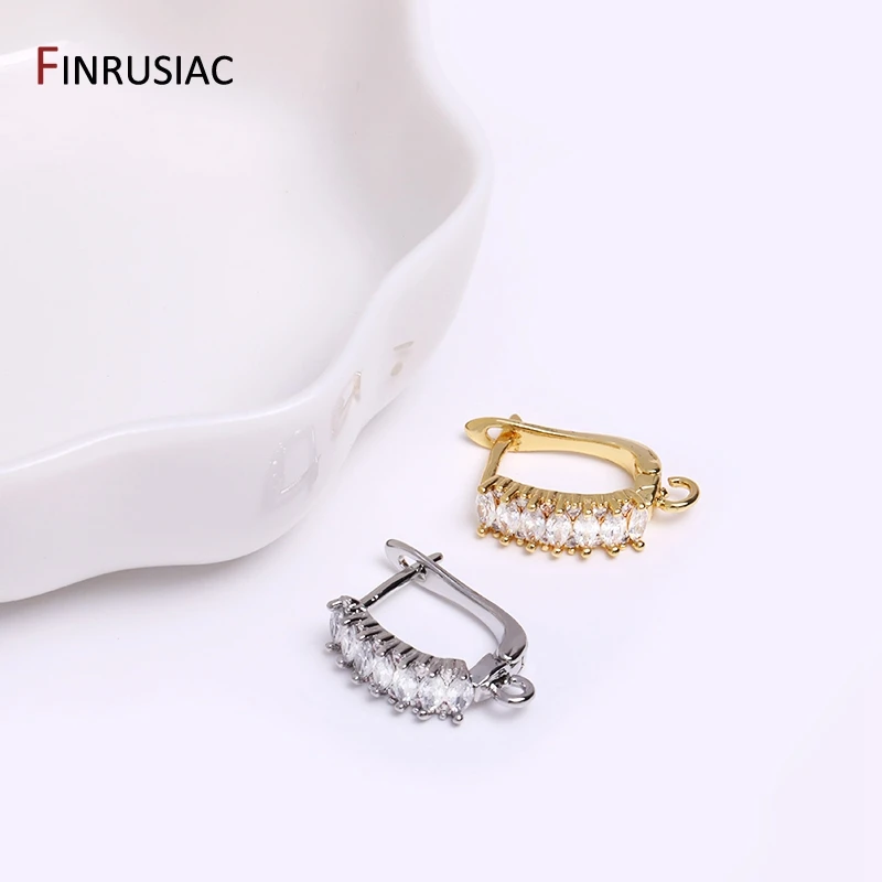 イヤリング作成用品ゴールドメッキジルコンイヤリングフック DIY 女性イヤリングジュエリーメイキングアクセサリー卸売