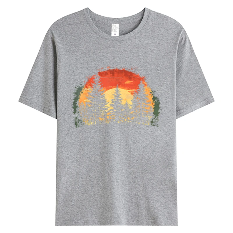 الصيف الكلاسيكية شجرة طبيعة الرجال عاشق تي شيرت رجل ريترو الغابات رجالي 100% القطن الجرافيك تي شيرت مصمم طباعة بلايز 2025