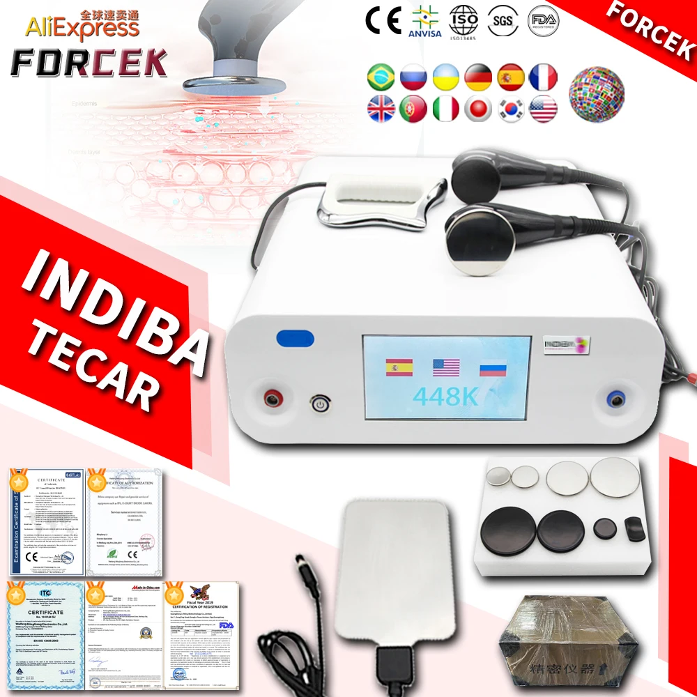 INDIBA Tecar Thermo Therapy 448KHZ RET CET High Radiofrequency Relieves Pain Slim Machine for Weight Loss Lifts Firming Skin