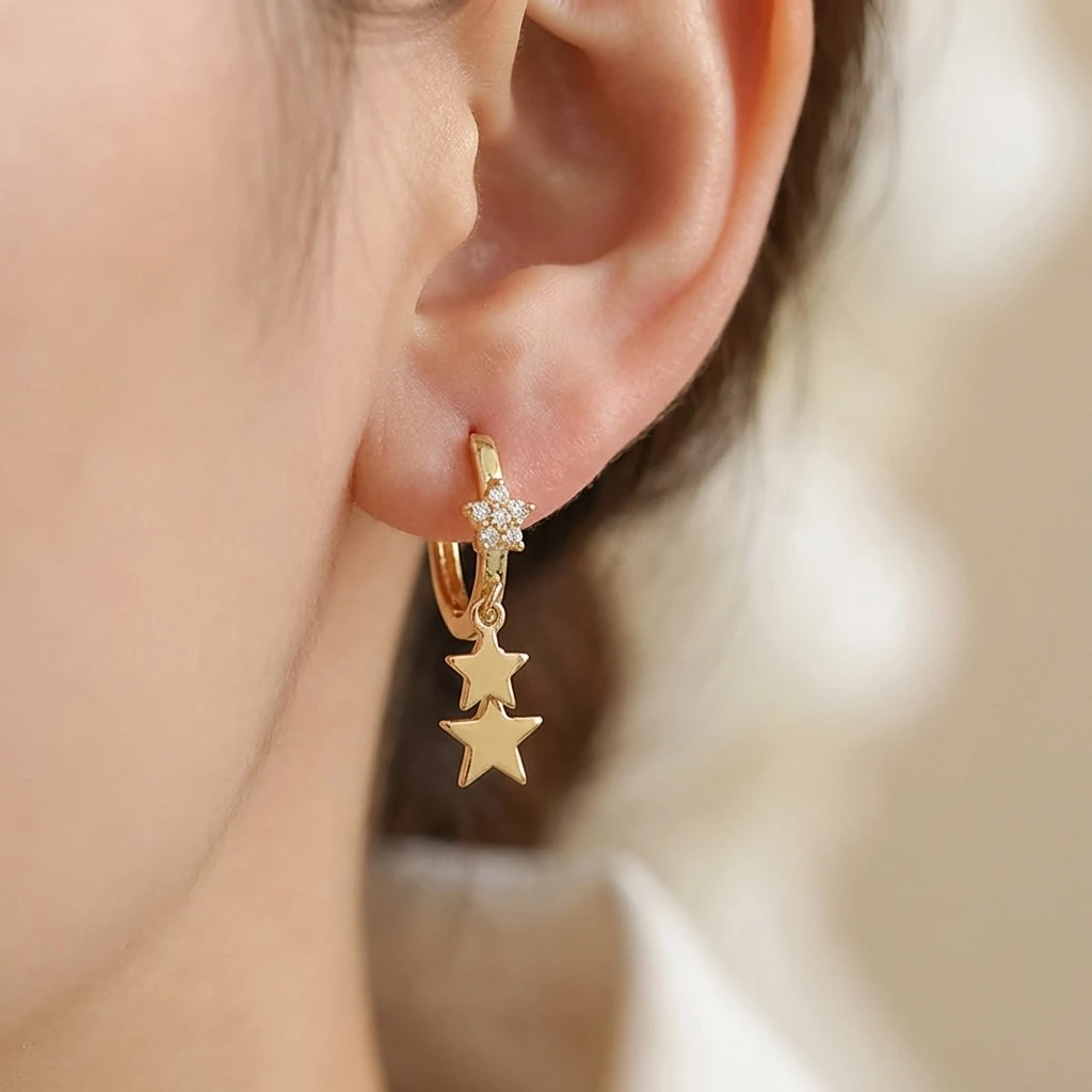 Fashion Small Simple Rhinestone Star Ear Buckle Hoop Earrings For Women Punk Cross Moon Sun Star Earring Party Jewelry Wholesale