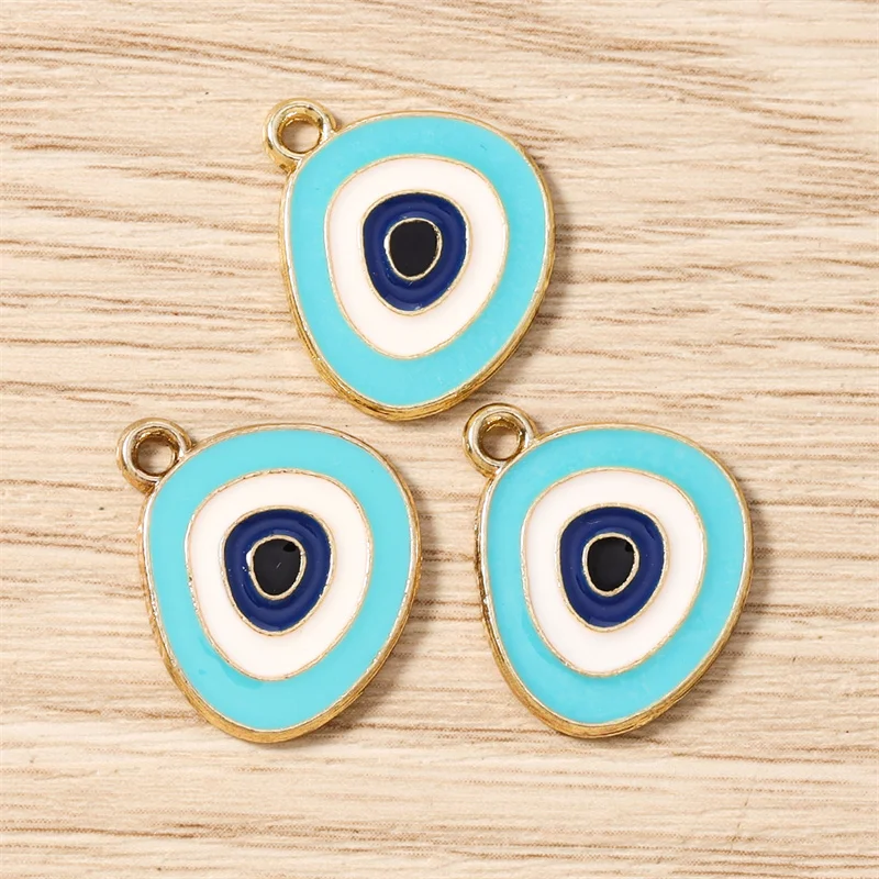 Tusember 20 Stück 15*19mm Niedliche Türkische Blaue Augen-Anhänger für Ohrhänger, Armbänder, Halsketten, Böser-Blick-Anhänger zur Schmuckherstellung – Detail 10
