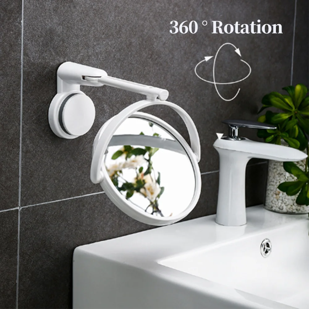 

Double Side Makeup Mirror Wall Mounted Folding Arm Extend Bathroom Mirror 3X Magnification 360 Degree Rotation