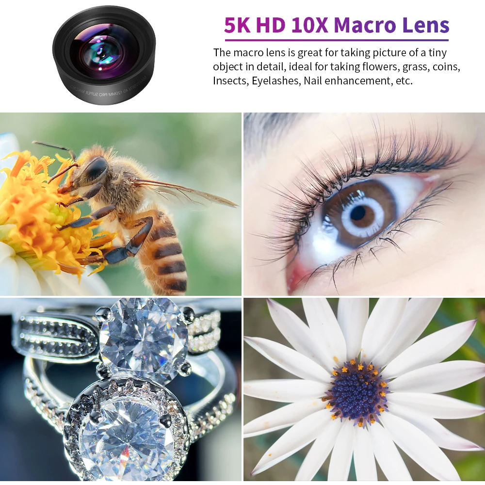 MARTVSEN 120MM Macro Lens, Professional 5K HD 10x Super Macro Universal Clip Camera Photo Lens for Samsung Andriod iPhone