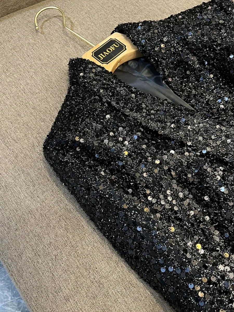 Faionable Abito da donna impreziosito pesante Top dimagrante Design in vita Alta qualità Pendolarismo Sle Lungo Sve di media lunghezza