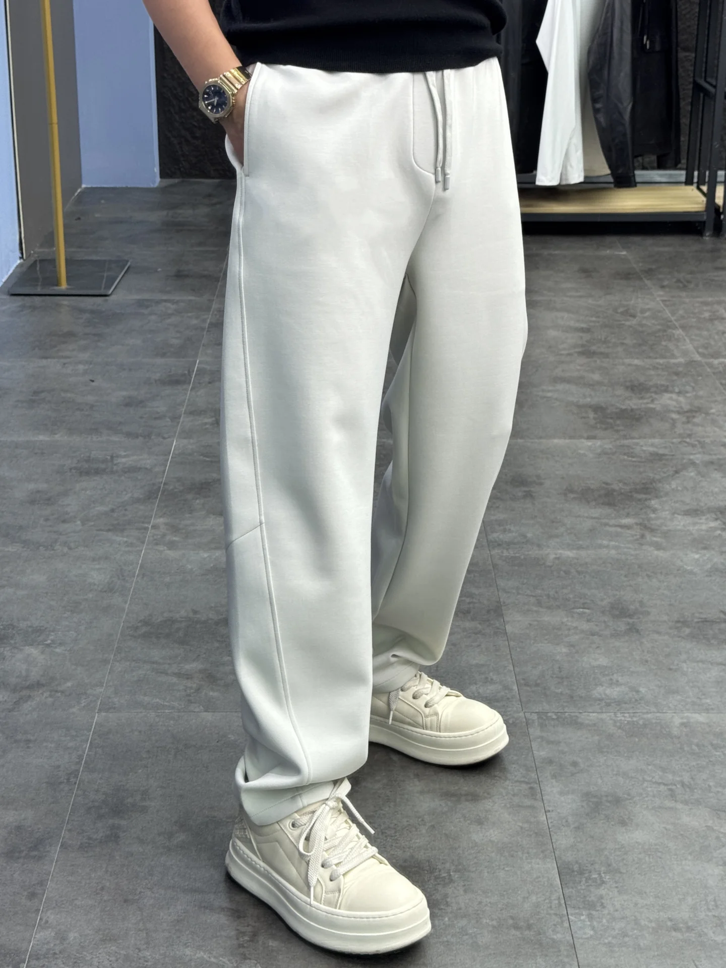 

Svip Men's Comfortable Straight Leg Modal Pants Thiened Casual Trousers Autumn Faion Pure Color Loose Fit Knife ape