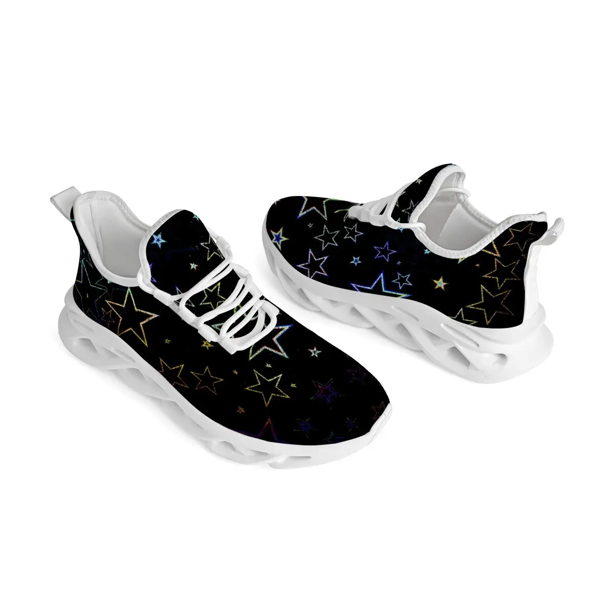 أحذية رياضية غير رسمية جديدة منخفضة القمة كبيرة الحجم للرجال منقط ستار روز قوس قزح تصميم كتلة اللون احذية الجري خفيفة الوزن