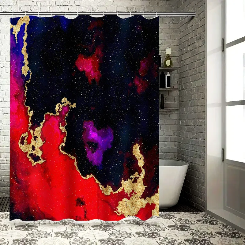 

Galactic Shower Curtain with Black Gold Abstract Design Water-resistant Fabric for Bathroom Decorations Custom Size Available fr