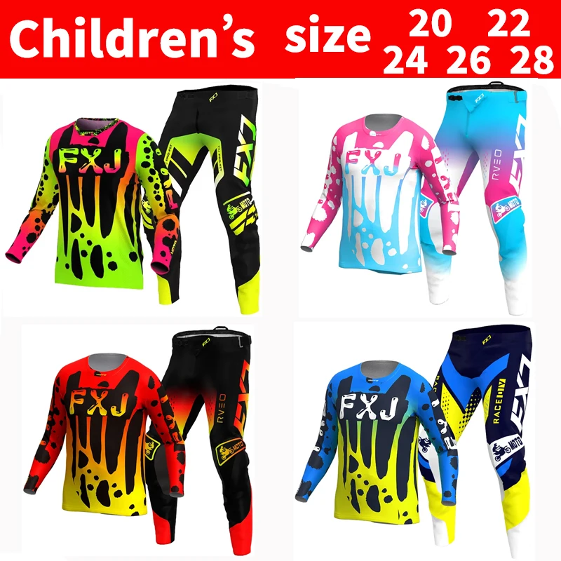 SIZE 20 22 24 26 28 motocross jersey and pants kids FXJ enduro gear set MX Gear Set flexair children Youth MTB DH UTV Racing Sui