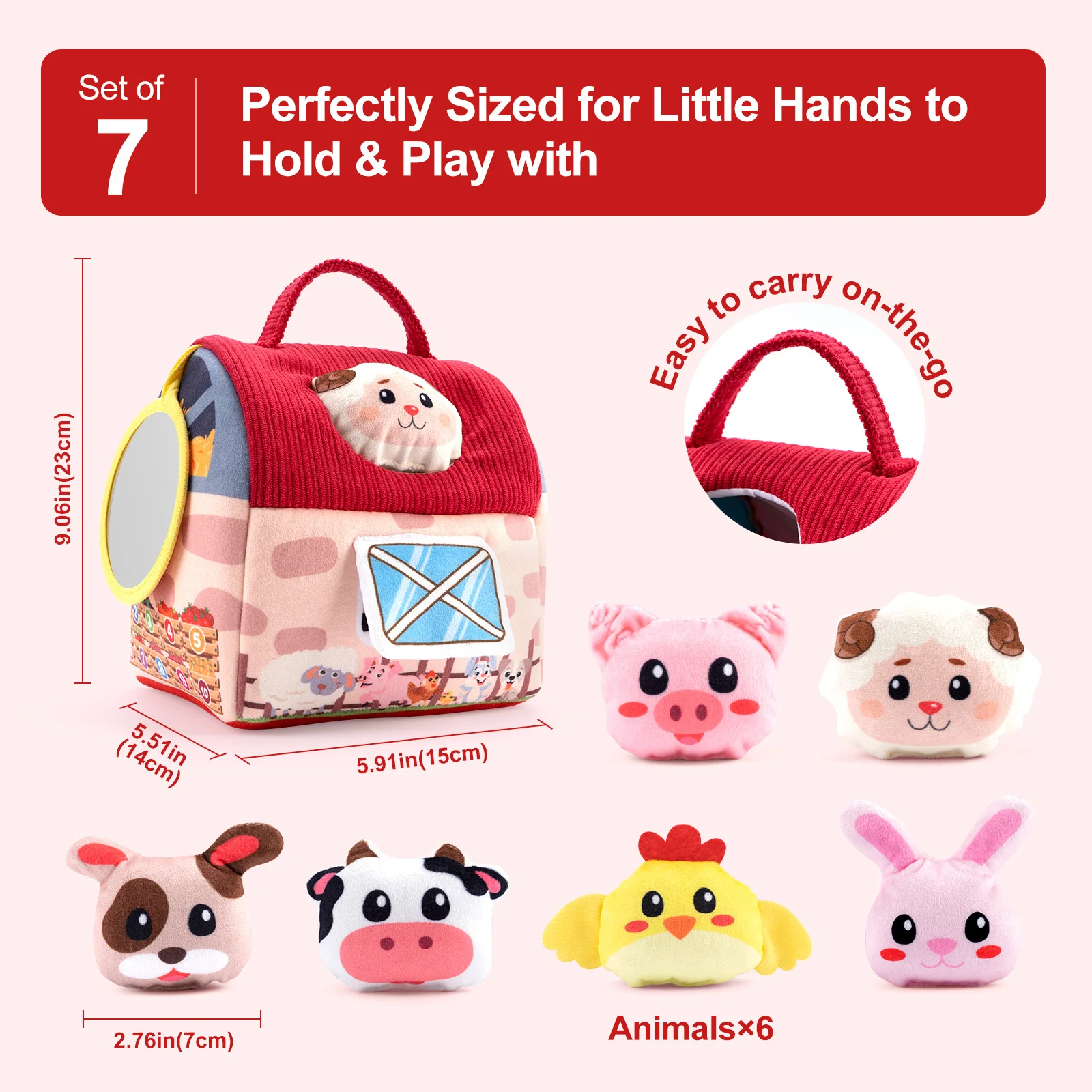New Farm Animal Stuffed Plush Dolls Montessori Sensory Educational Toy Set Kids Gift