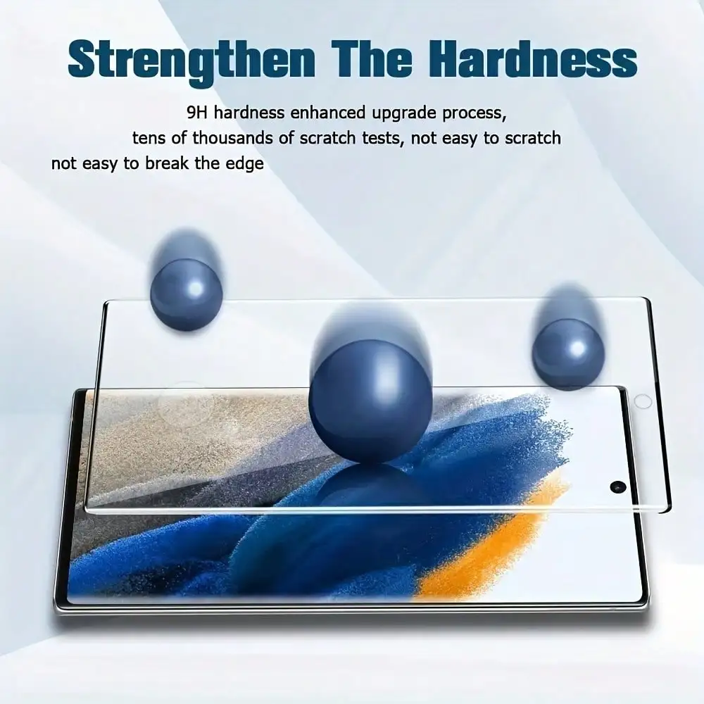 4 قطع واقي شاشة منحني من الزجاج المقسى عالي الدقة متوافق مع هاتف Samsung Galaxy S25 Ultra S24 S23 S22 Ultra S21+ S20