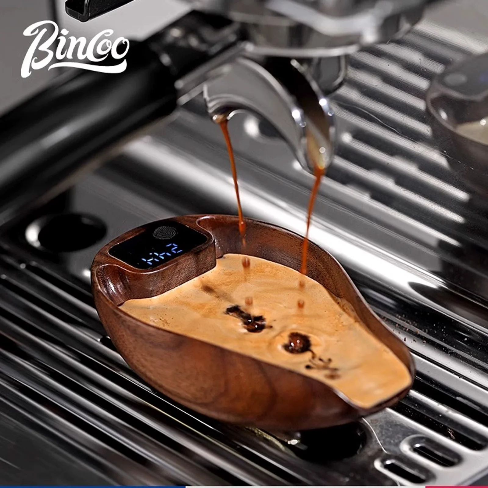 

BIncoo Walnut Coffee Electronic Scale Bean Plate Tray Intelligent Scale Bean Plate Italian Coffee Weighing Display Plate Barista