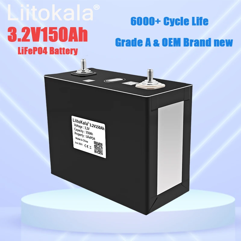 

LiitoKala 3.2V 150Ah Lifepo4 Battery Rechargeable Cell DIY 12v 24v Electric Car RV Forklift Yacht Inverter Solar Storage