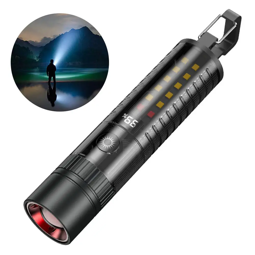 

Outdoor Dual Source Strong LED Tungsten Lamp Telescopic Bright Torch Zoom Flashlight Camping Work Waterproof Light Hook Wit P0U1