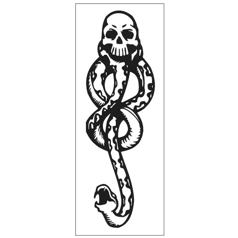 5PCS/10PCS/20PCS Death Eaters Dark Mark Temporary Tattoos Black Cartoon Skeleton Snake Body Art Waterproof Fake Tatoo Sticker