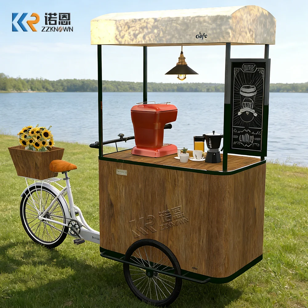 

Custom Ice Cream Cart Luxury Snack Kiosk Beverage Dessert Coffee Street Portable Mobile Snack Push Cart For Outdoor Event