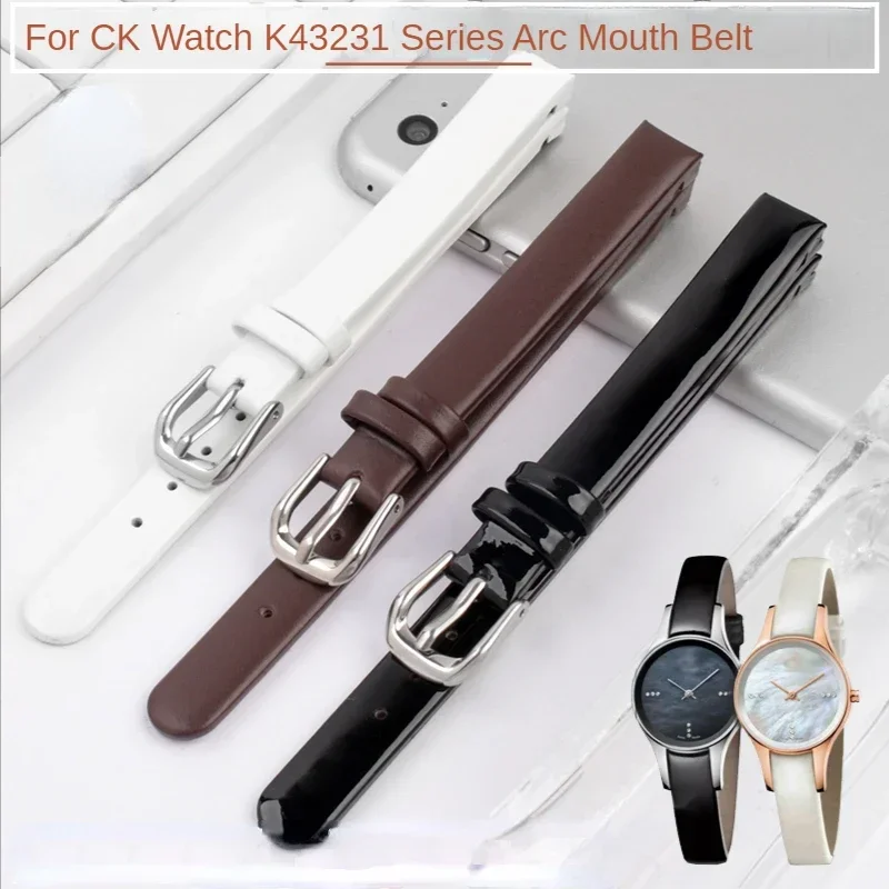 Genuine Leather Watch Strap for CK K43231 K43232 K43235 K43236 Waterproof Sweat-Proof Soft Comfortable Women Arc Mouth Watchband