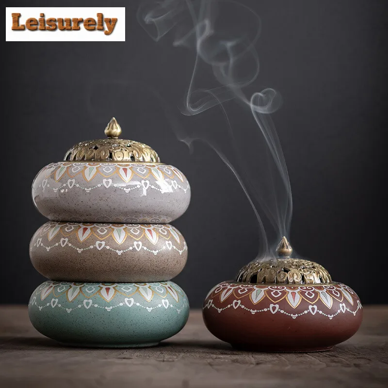 Colour Enamels Plate Incense Burner Home Indoor Aromatherapy Furnace Tea Ceremony Incense Ornament Short Ai Zhu Incense Box