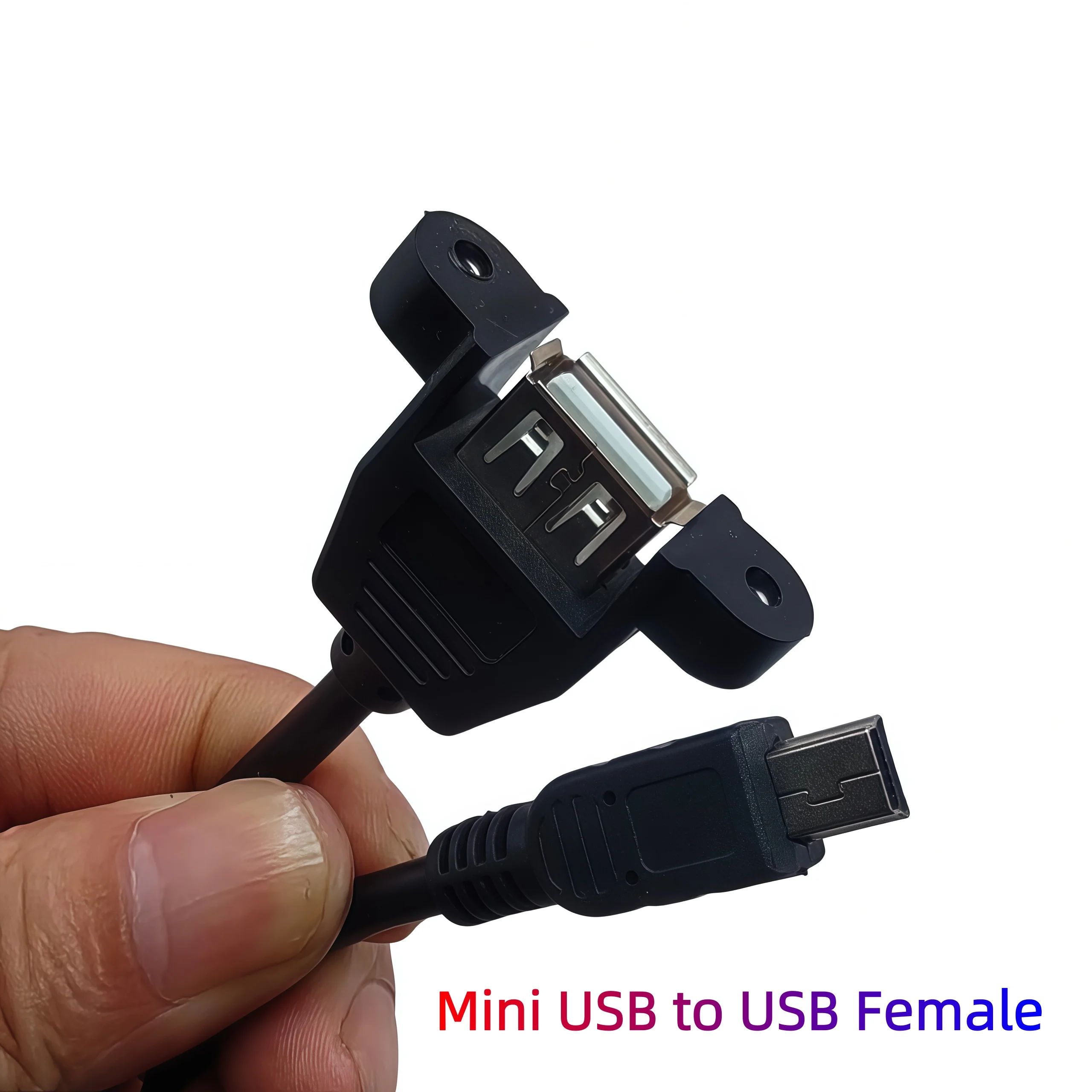 USB A Female Panel Mount Screw Holes To Mini 5P Male Extension USB-A F To Mini USB M Connector 5Pin Adapter Cable 0.3M 0.5M