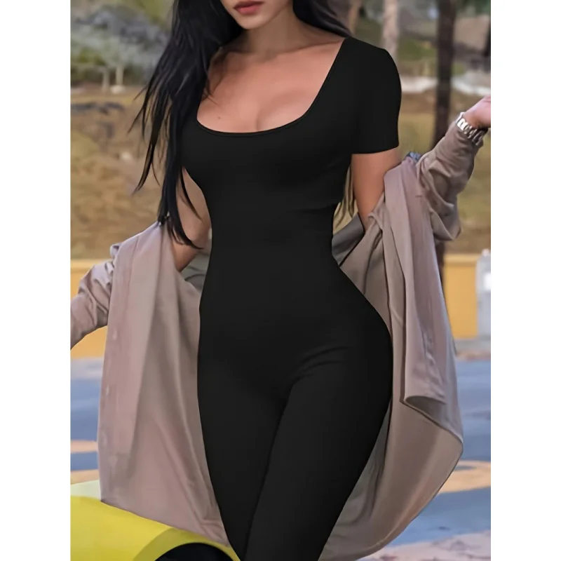 

Fashion Sexy Short Sleeve Slim Fit Hip-Lifting One-Piece Pants