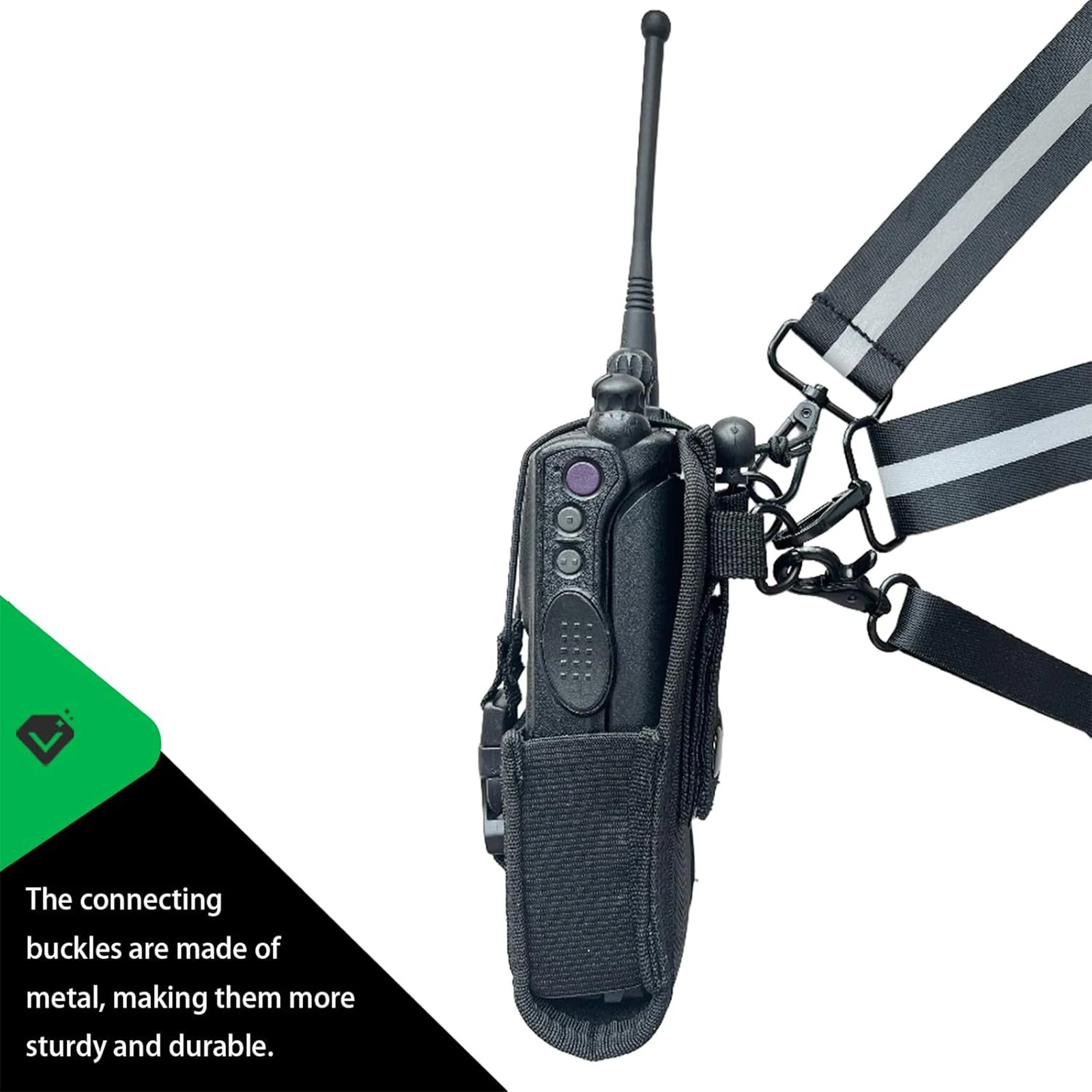 

Radio Holster Anti-Sway Design Firefighter Radio Strap and Holder Featuring 3M Reflective Strips for EMT Polices